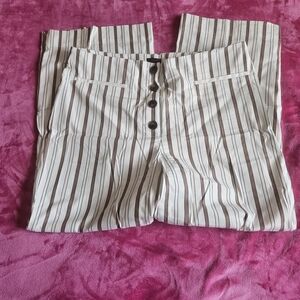 Ann Taylor Brown and White Striped Trousers